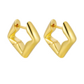 Gold hoop earrings on a white background with product options below.
