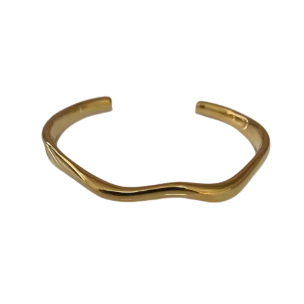 Gold bracelet on a white background